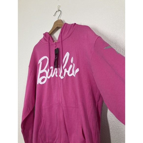 Barbie Hoodie Womens Large Zip Up Star Graphic Sweatshirt Hooded Jacket NWT pink - Picture 6 of 16